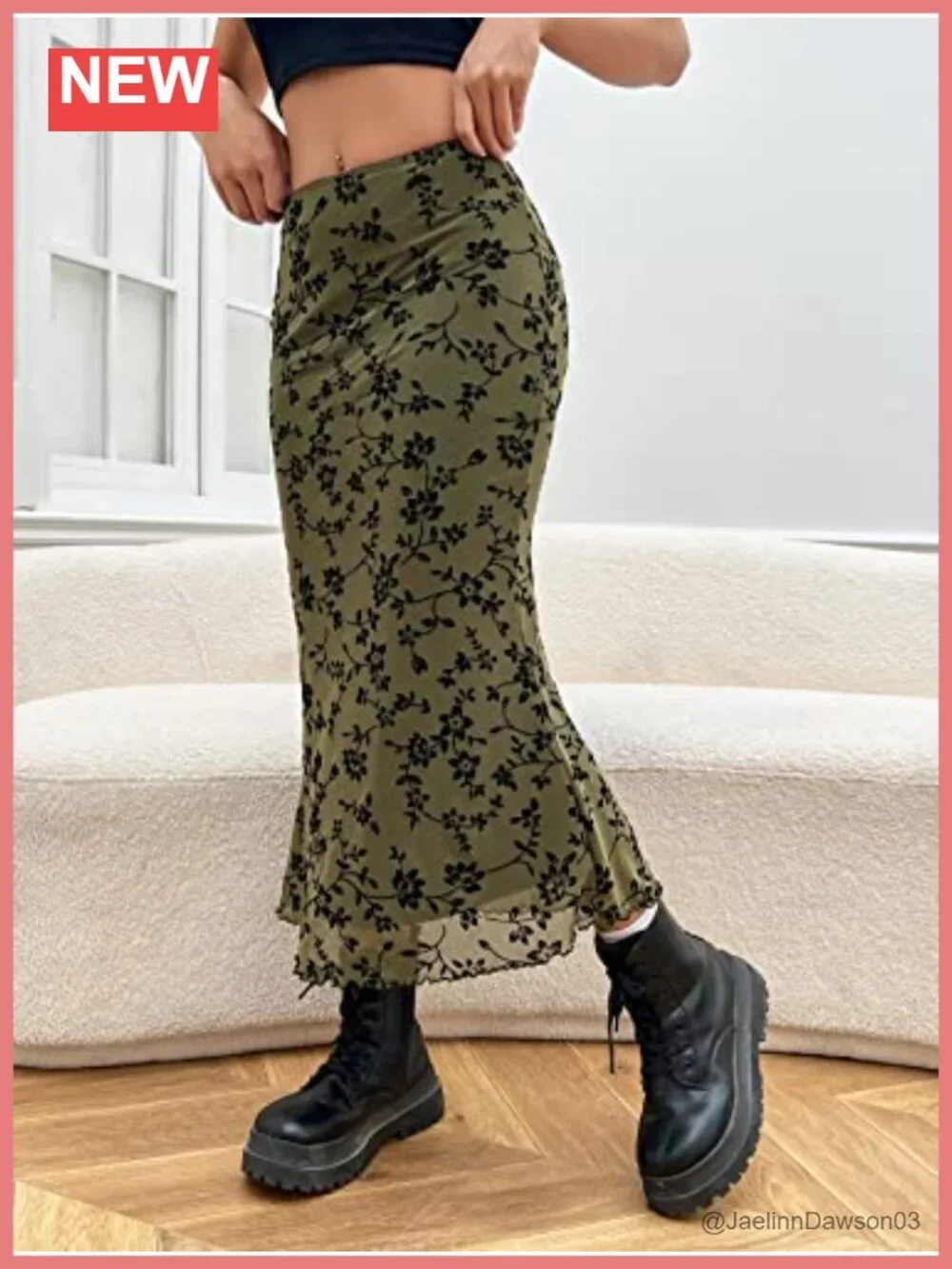 Verdusa Women's Fishtail Mesh Long Skirt Y2K Bodycon Mermaid Hem Lettuce Edge